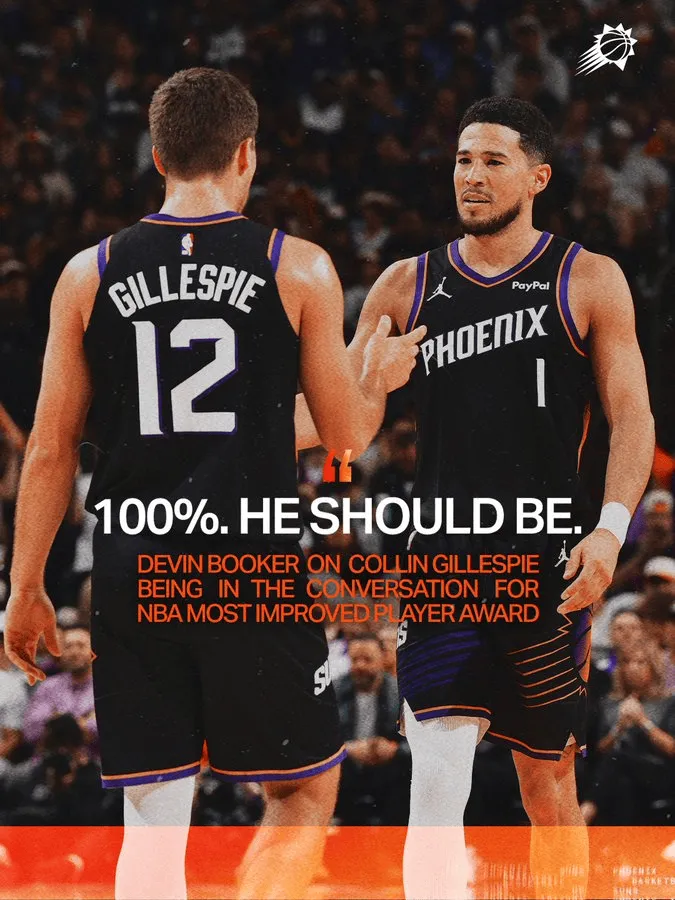 必发app-布克：吉莱斯皮绝对有机会冲击今年的最快进步球员奖